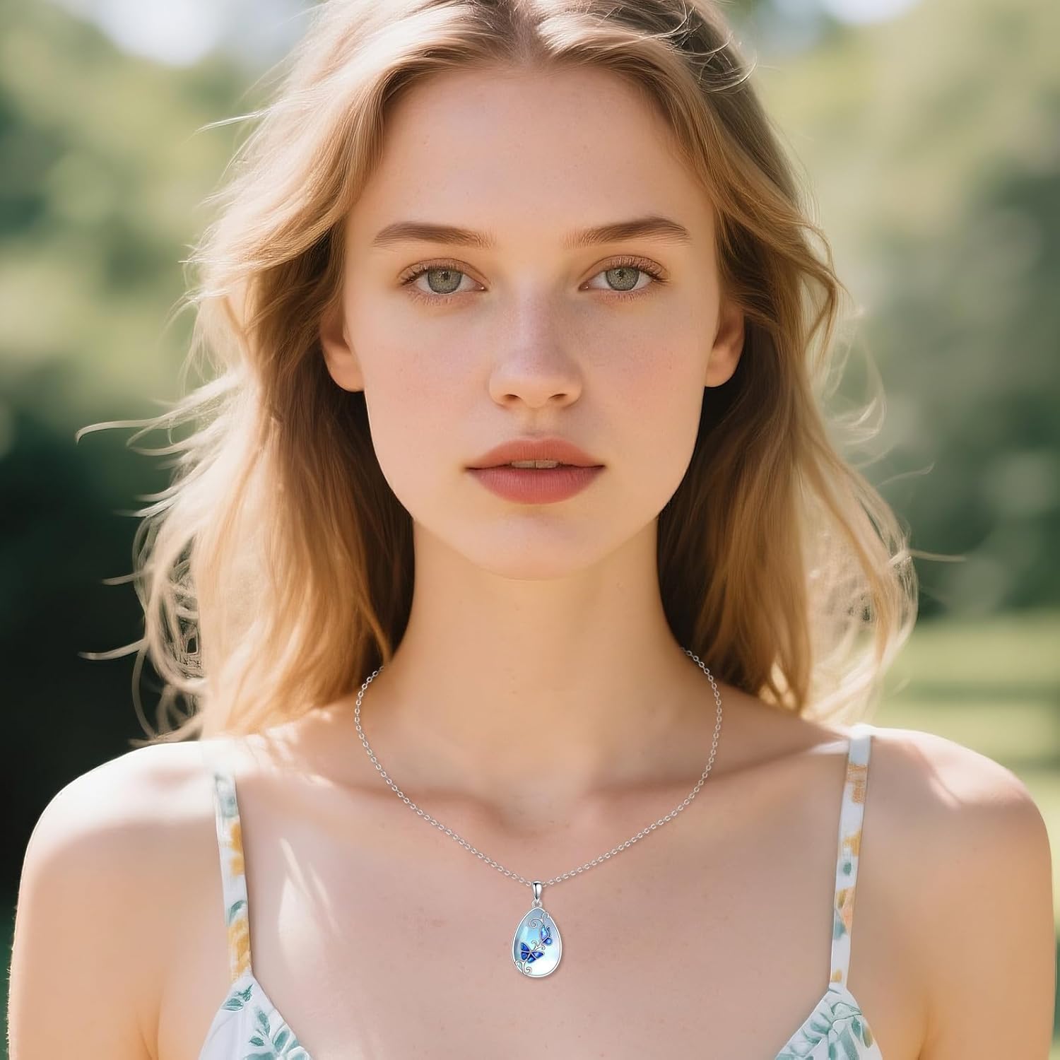 POPLYKE Ladybug/Butterfly/Bee/Dragonfly Necklace Sterling Silver Moonstone Pendant Insects Jewelry Christmas Gifts for Women Mother Grandma - Image 3