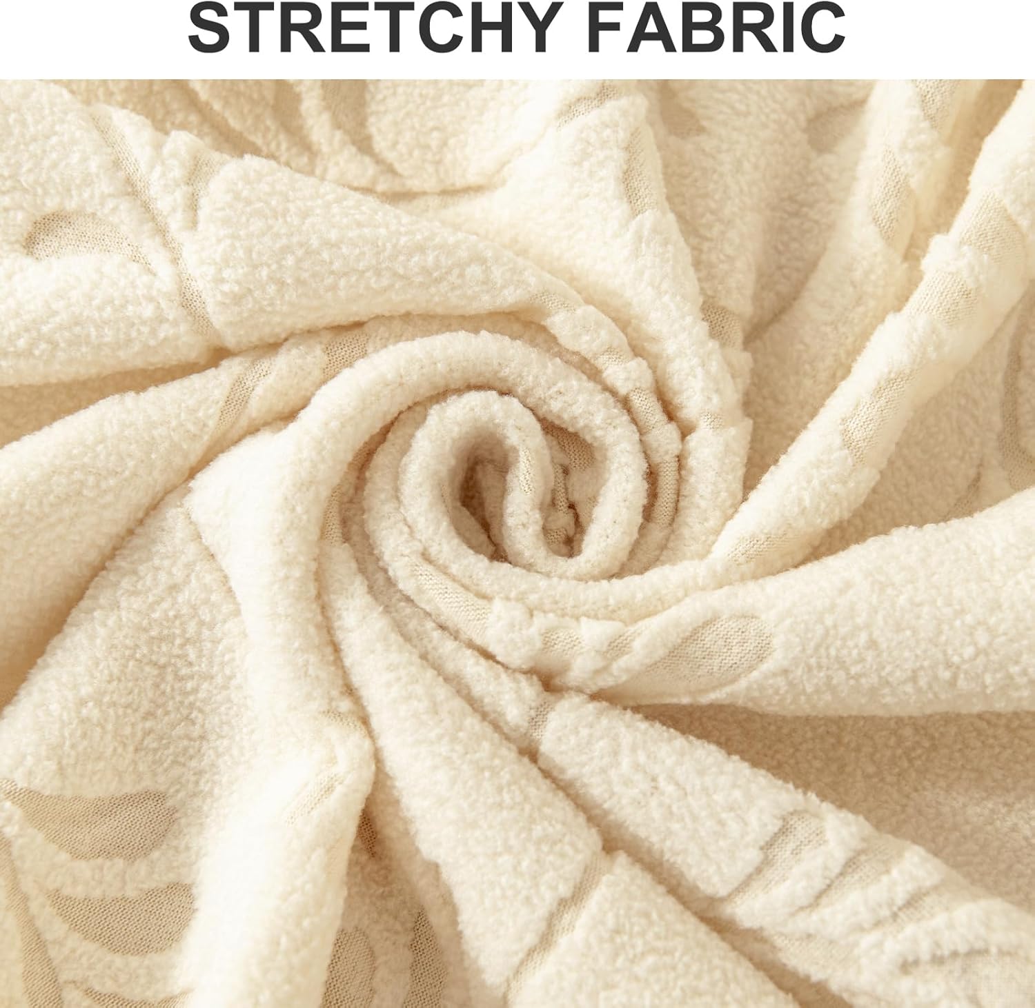 VOGOL Ivory Sofa Cushion Skin, Raised Leaf Polar Fleece Furniture Guard, Thick Opaque Couch Cover, Single Piece Embossed 3D Pattern Decor for Home, 25" x 53", 1 Piece