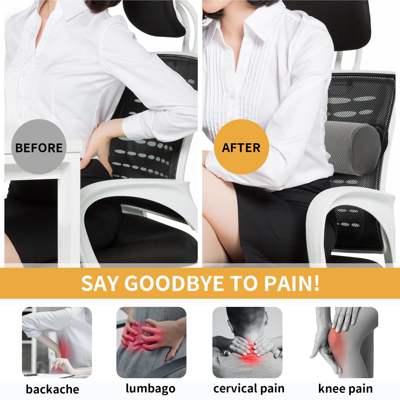 Ergonomisches Lordosekissen Mit Bezug, Lendenkissen Auto Mit Gurt, Rückenstütze Für Sofa Auto, Rückenkissen Gegen Schmerzen, Bandscheibenwürfel, Uplift Kissen
