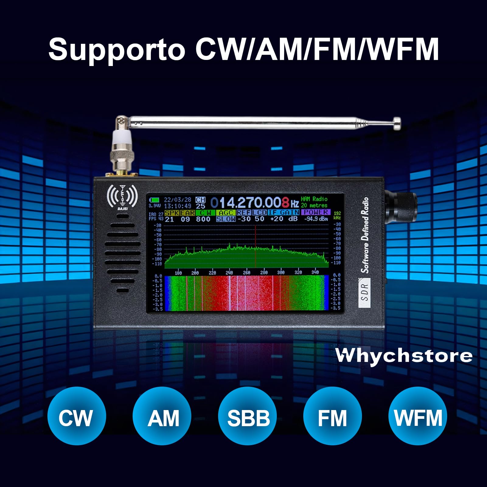 Ricevitore radio SDR-101, ricevitore radio portatile DSP da 4,3 pollici per CW/AM/FM, demodulazione digitale da 100 KHz a 149 MHz, ricevitori radio a onde corte