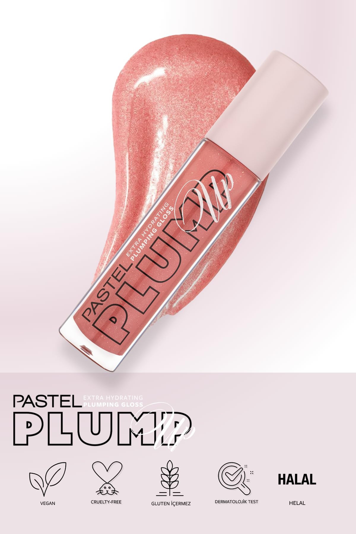 pastel Plump Up Extra Hydrating Plumping Gloss - Dolgunlaştıran Dudak Parlatıcısı, 208 Shimmer Nude, 5,3 Ml