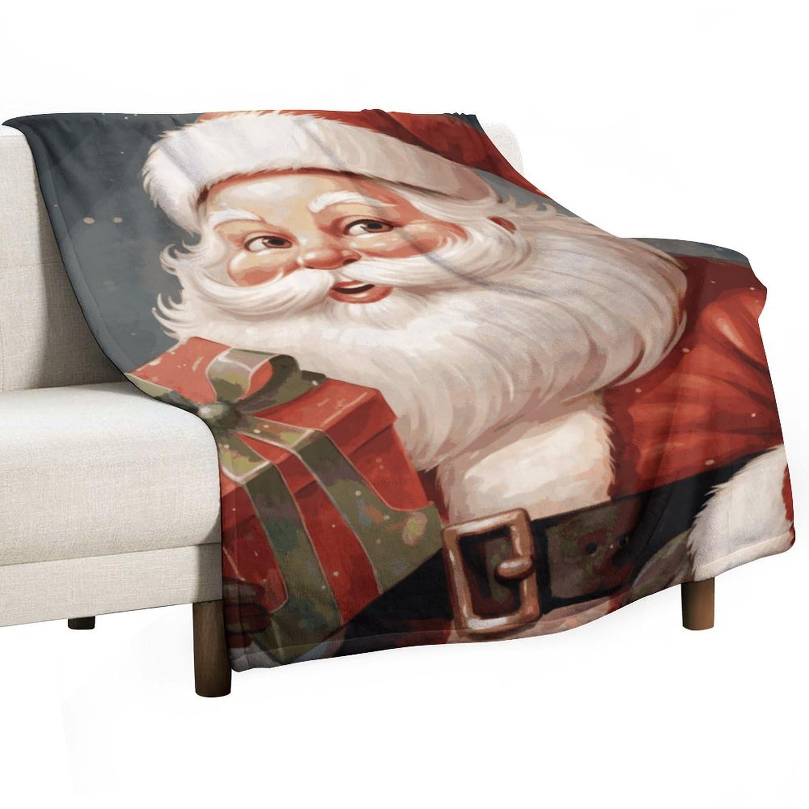 Plaid Père Noël en flanelle douce et légère, couverture quatre saisons pour lit et canapé