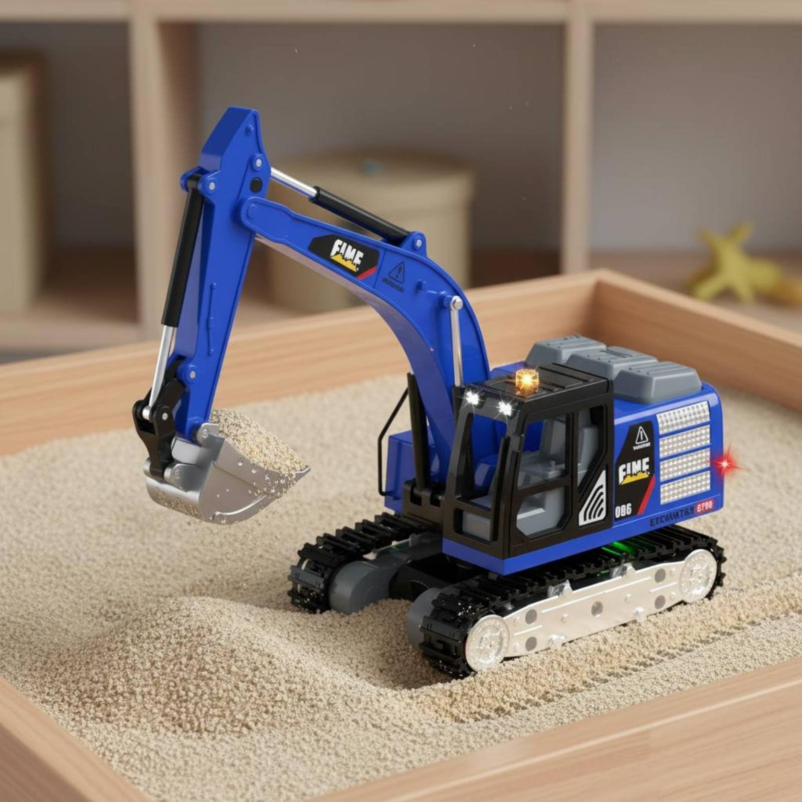 Mini Escavatore Veicolo da Costruzione Telecomandato per Bambini con Braccio Mobile Rotazione Effetti Luci Automatico Adatto a Gioco Educativo Interno Esterno, Verde