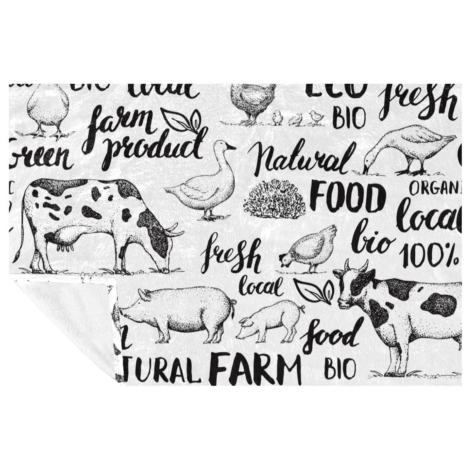 Couverture douce animaux de la ferme 150x100 cm plaid lit canapé