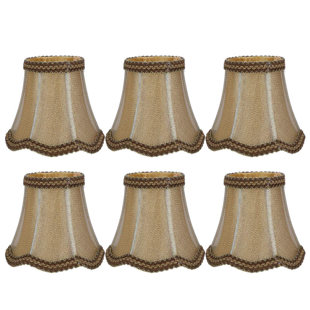 European Fabric Chandelier Lampshade Set, 6-Piece, E14 Interface, 14mm Diameter, Wall and Table Lamp Cover