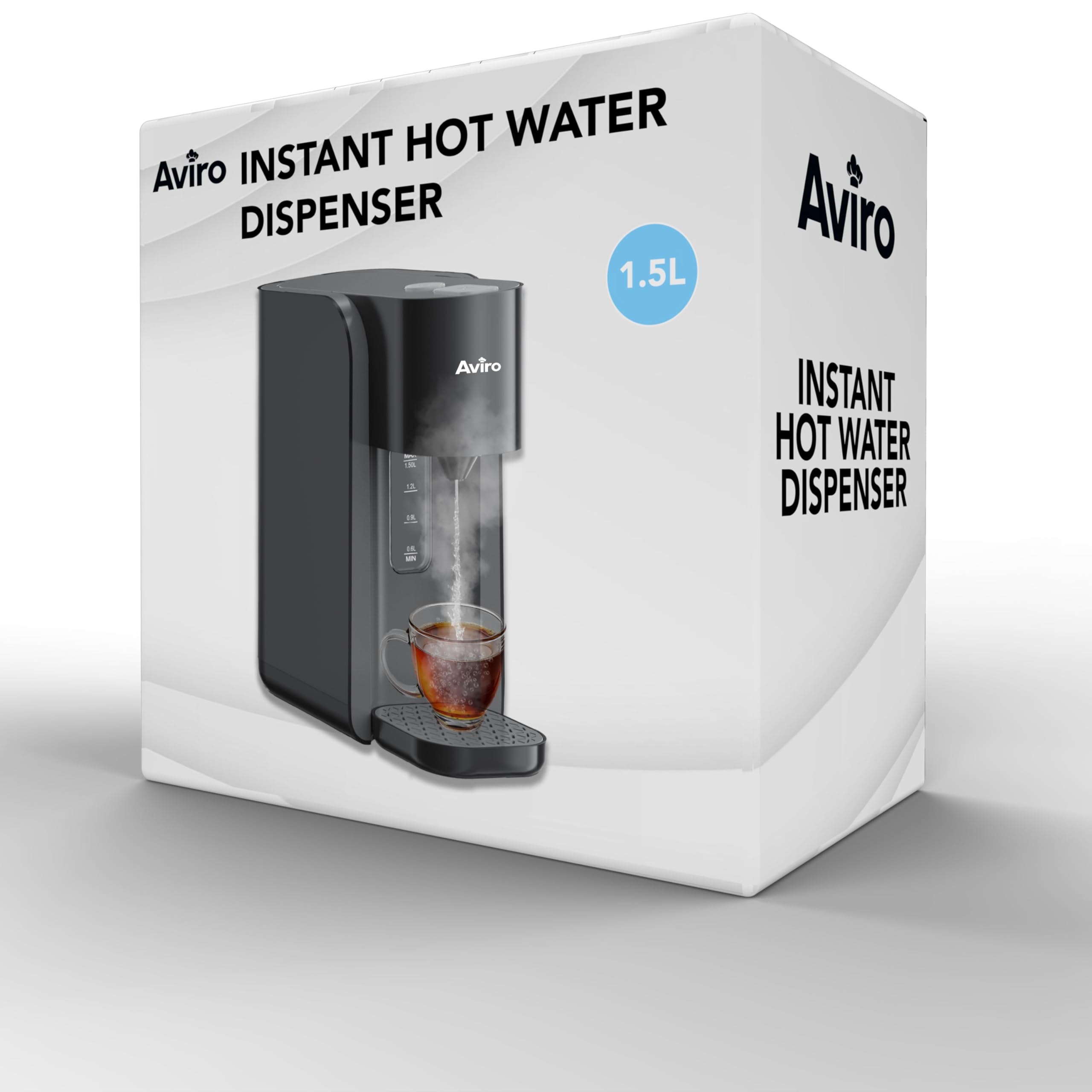 Aviro Heißwasserspender – Heißwasserhahn – 100 °C – Luxus-Schnellkocher – 2200 W – 1,5 l Schwarz