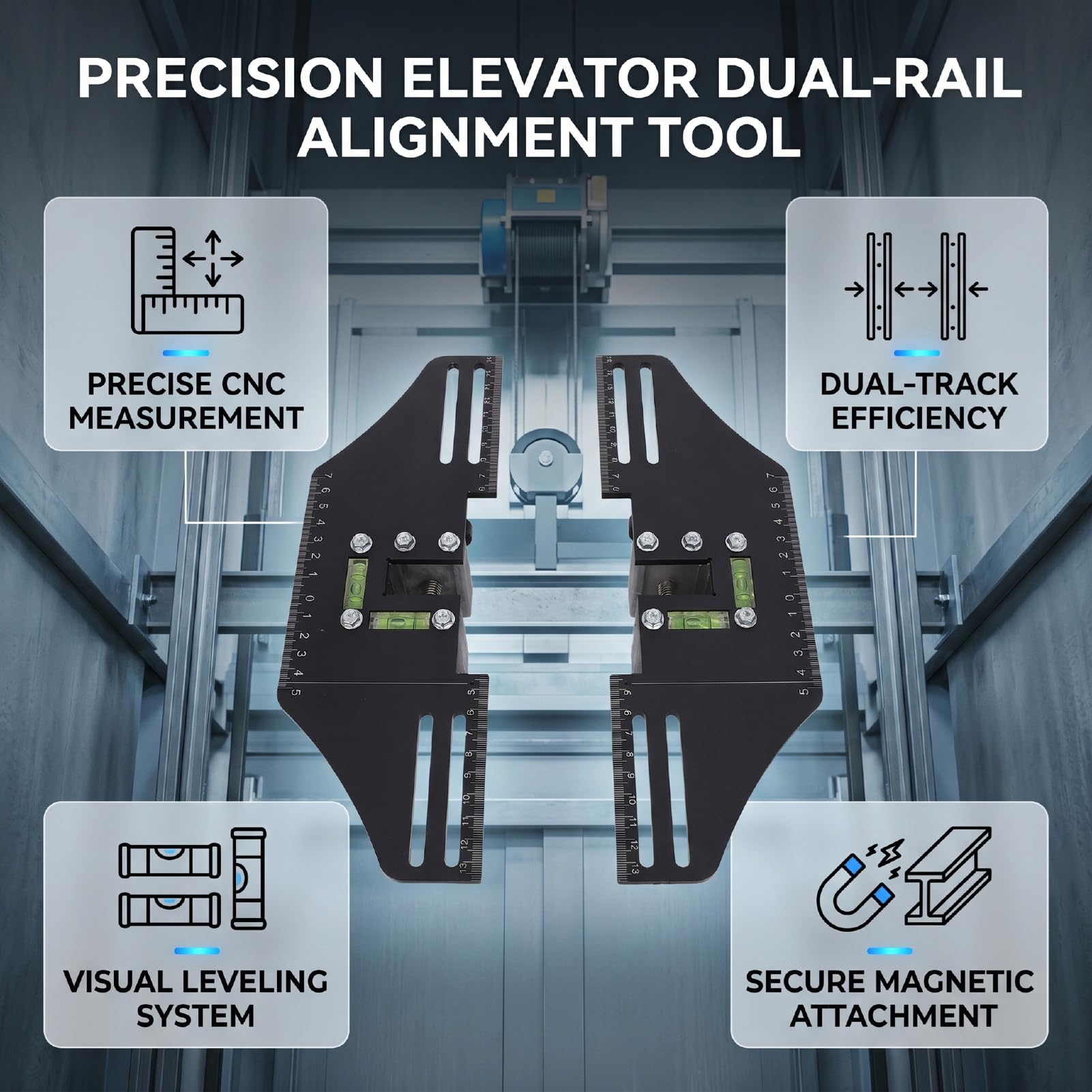 Calibrador de Guía de Ascensor para Instalación, Mantenimiento,