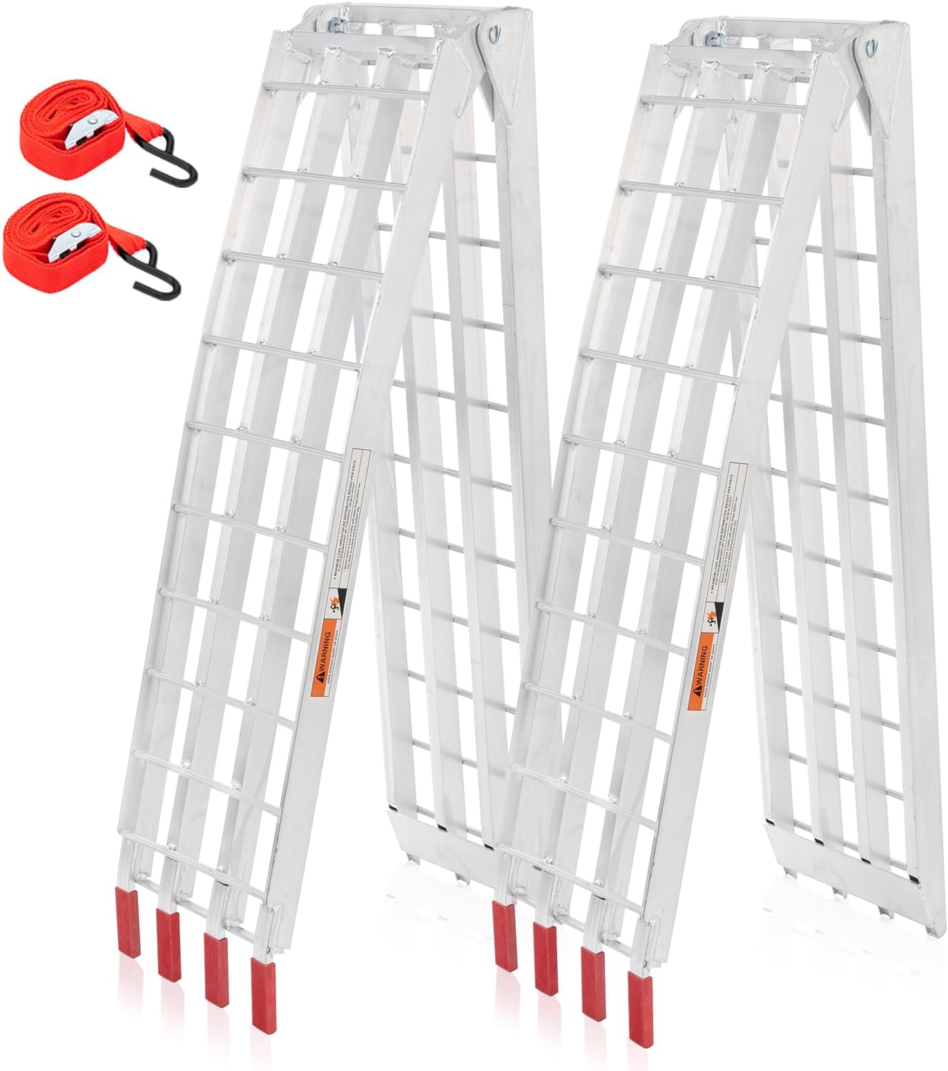 TUFFIOM 7.5ft Aluminum Truck Ramps 1500lbs Capacity,2pcs Folding Loading ATV Ramps for Pickup Trucks Bed, Trailer Ramp with Load Straps for UTV/Motorcycle/Lawn Mower/Dirt Bike，Lightweight & Portable