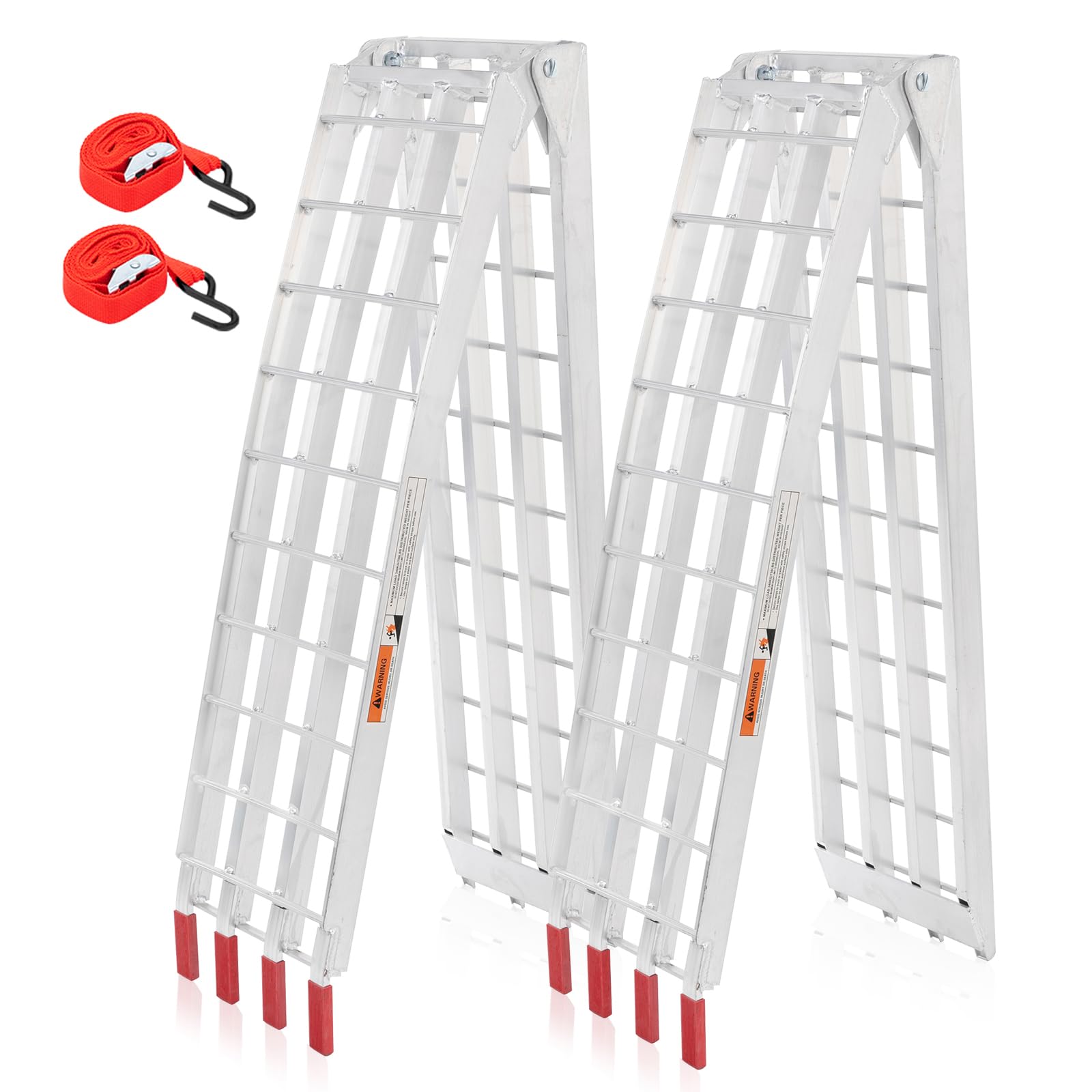 TUFFIOM 7ft Aluminum Truck Ramps 1500lbs Capacity,2pcs Folding Loading ATV Ramps for Pickup Trucks Bed, Trailer Ramp with Load Straps for UTV/Motorcycle/Lawn Mower/Dirt Bike，Lightweight & Portable
