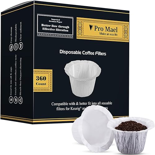 Filtros de café desechables de 360 unidades papel de filtro de café para cafeteras Keurig de una sola porción 10 y 20 uso con todas las marcas K Cup Filtros de café desechables de 360 unidades papel de filtro de café para cafeteras Keurig de una sola porción 10 y 20 uso con todas las marcas K Cup