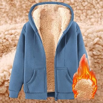 Winter Fleece Lined Coat for Men Sherpa Thick Warm Cardigan Zip Up Jacket Fashion Hoodies Sweatshirt Outerwear