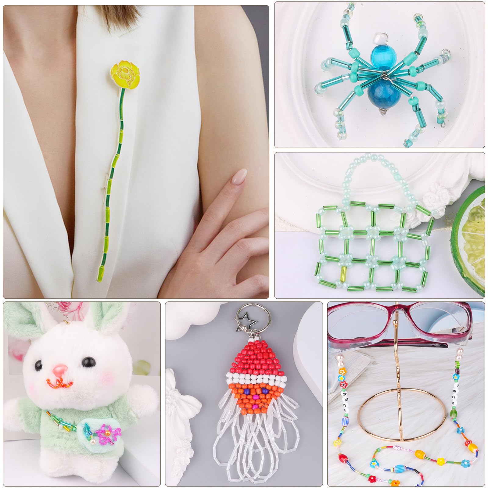 4000 cuentas de corneta, cuentas de tubo para hacer joyas, pequeñas cuentas largas para bordar, manualidades, pulseras, collares, suministros, 7 x 2 mm