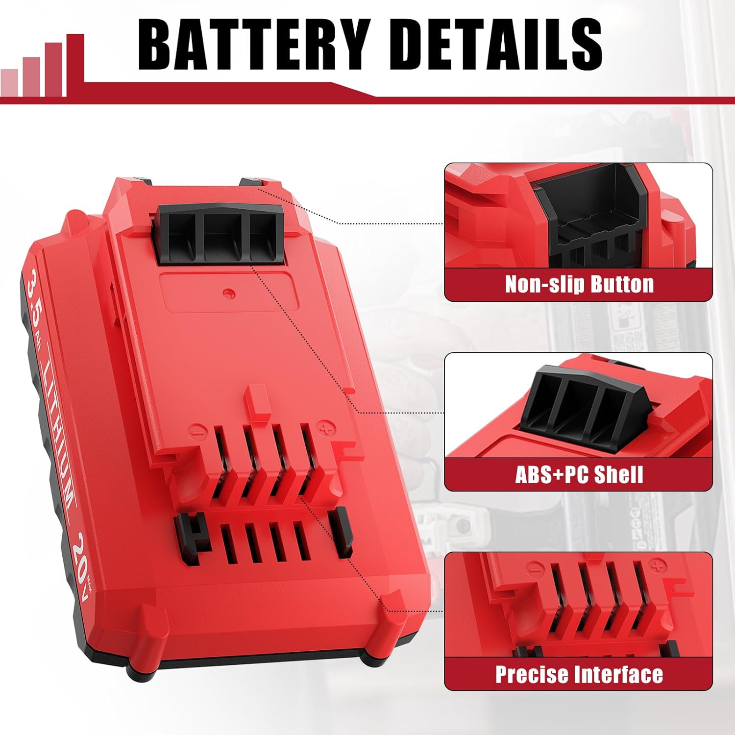 Bonacell Upgraded 3.5Ah Replacement for Porter Cable 20V Battery, Compatible for Porter Cable 20V Lithium Battery PCC680L PCC681L PCC682L PCC685L PCC685LP PCC660B PCC790B