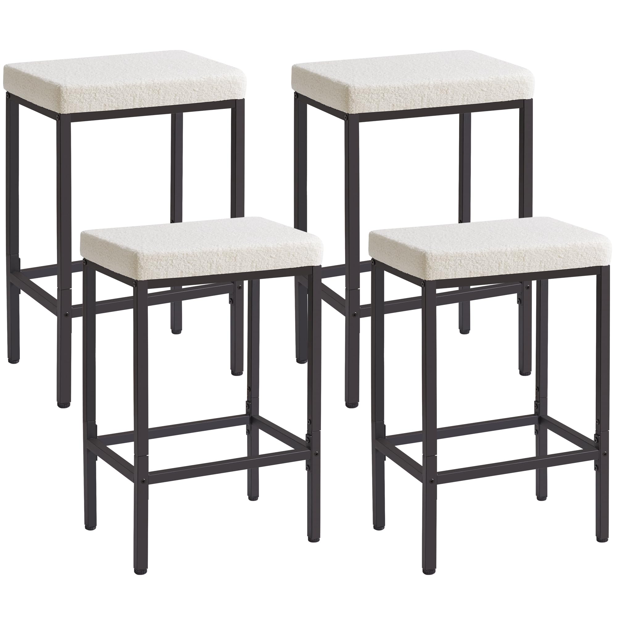YMYNY Taburetes Altos de Cocina, 66 cm Taburete Cocina Alto, Blancos Taburetes de Bar con Pata de Metal, Silla Alta para Isla Cocina, HBS514W-2