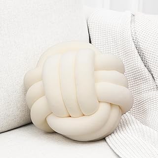 Petrella Knot Pillows Ball Round Throw Pillows Home Decor Cushion Decorative Aesthetic Throw Pillows,White 8inch