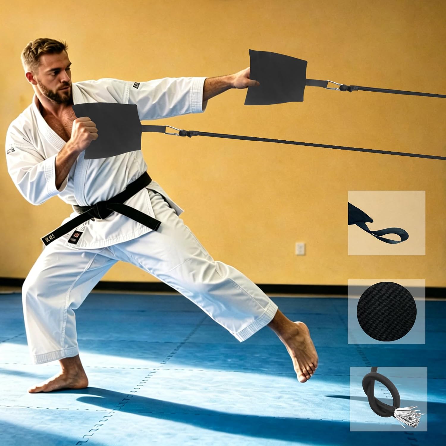 Condition photo showing As Is for jiu jitsu grip trainer simulating - gi-bjj resistance bands kit, grip endurance training for judo, wrestling kimono