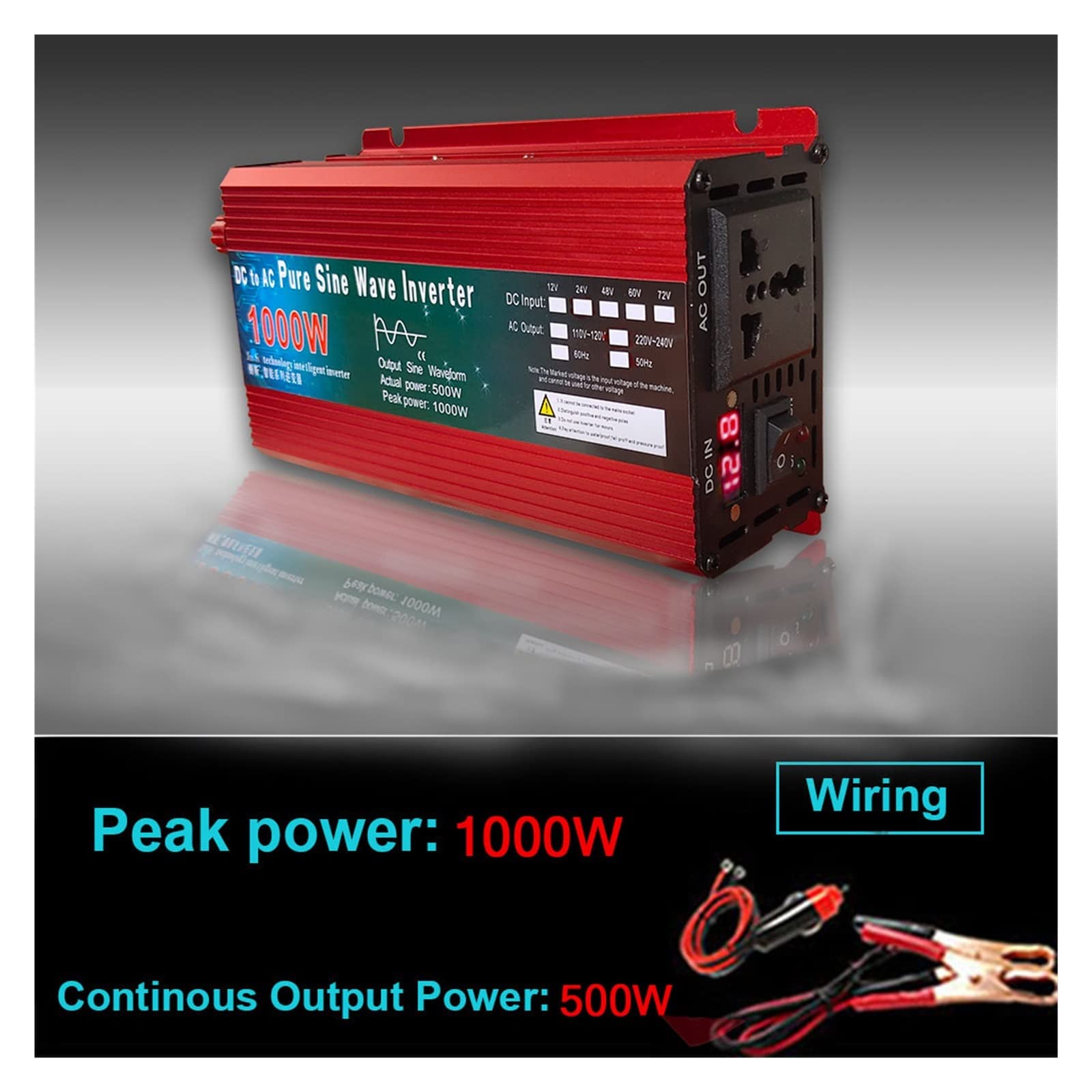 Falownik 12 V, 220 V, 1000 W, 2000 W, 3000 W, DC 24 V, 48 V, 60 V na AC 220 V, przetwornica napięcia z czystą falą sinusoidalną, mikroinwerter do samochodów, majsterkowanie (1600 W, 24 V-110