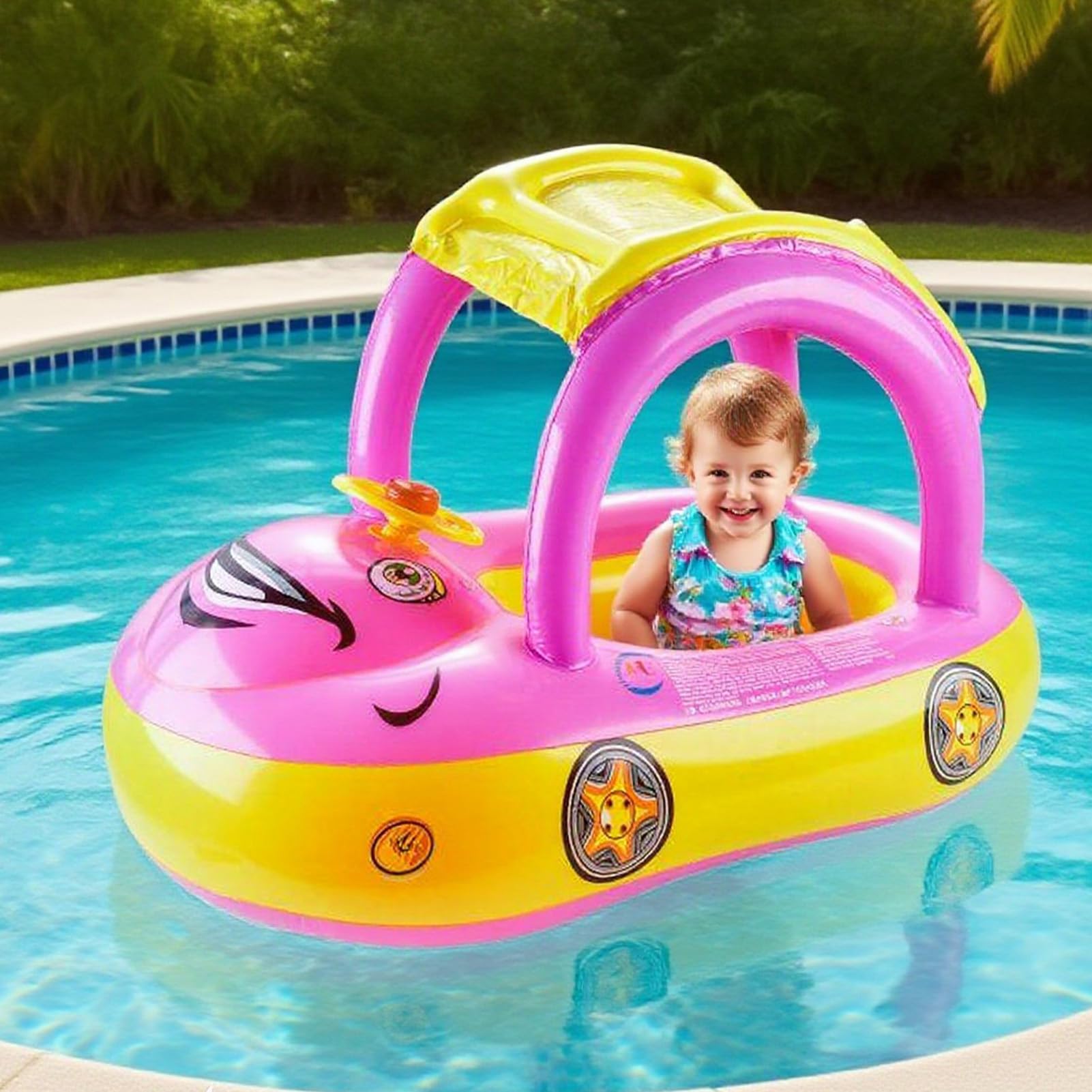 Aiuto per il nuoto per bambini | Pneumatici da nuoto gonfiabili con tettuccio parasole per piscina, lago e