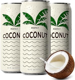 Knashi 100% Pure Coconut Water - No Added Sugar, 12 Can Each W/ 72 Calories & 11.1 Fl Oz - Non-GMO Tropical Pure Coconut Flavor