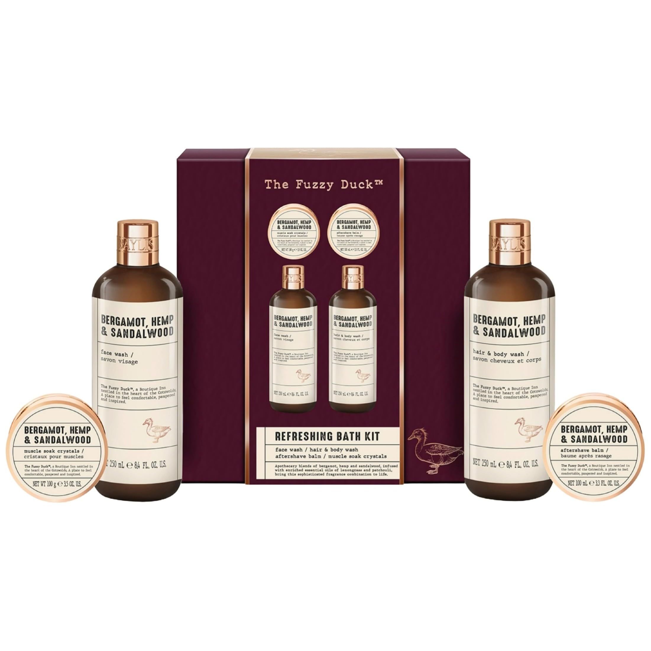 Baylis & Harding The Fuzzy Duck Bergamot, Hemp & Sandalwood Men's Refreshing Bath Kit Gift Set (Pack of 1) - Vegan Friendly