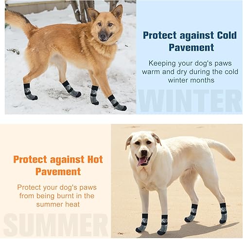 Miniatura 60 de BEAUTYZOO 6 calcetines para perros para evitar lamer las patas, zapatos antideslizantes para suelos de madera dura en pavimentos calientes, botas
