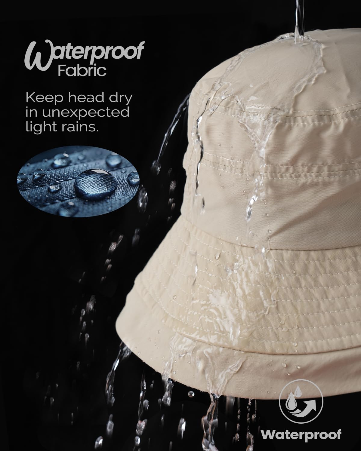 Creekstone Chapeau cloche imperméable pour femme UPF50+ à large bord, pliable, léger, pour randonnée, voyage en plein air