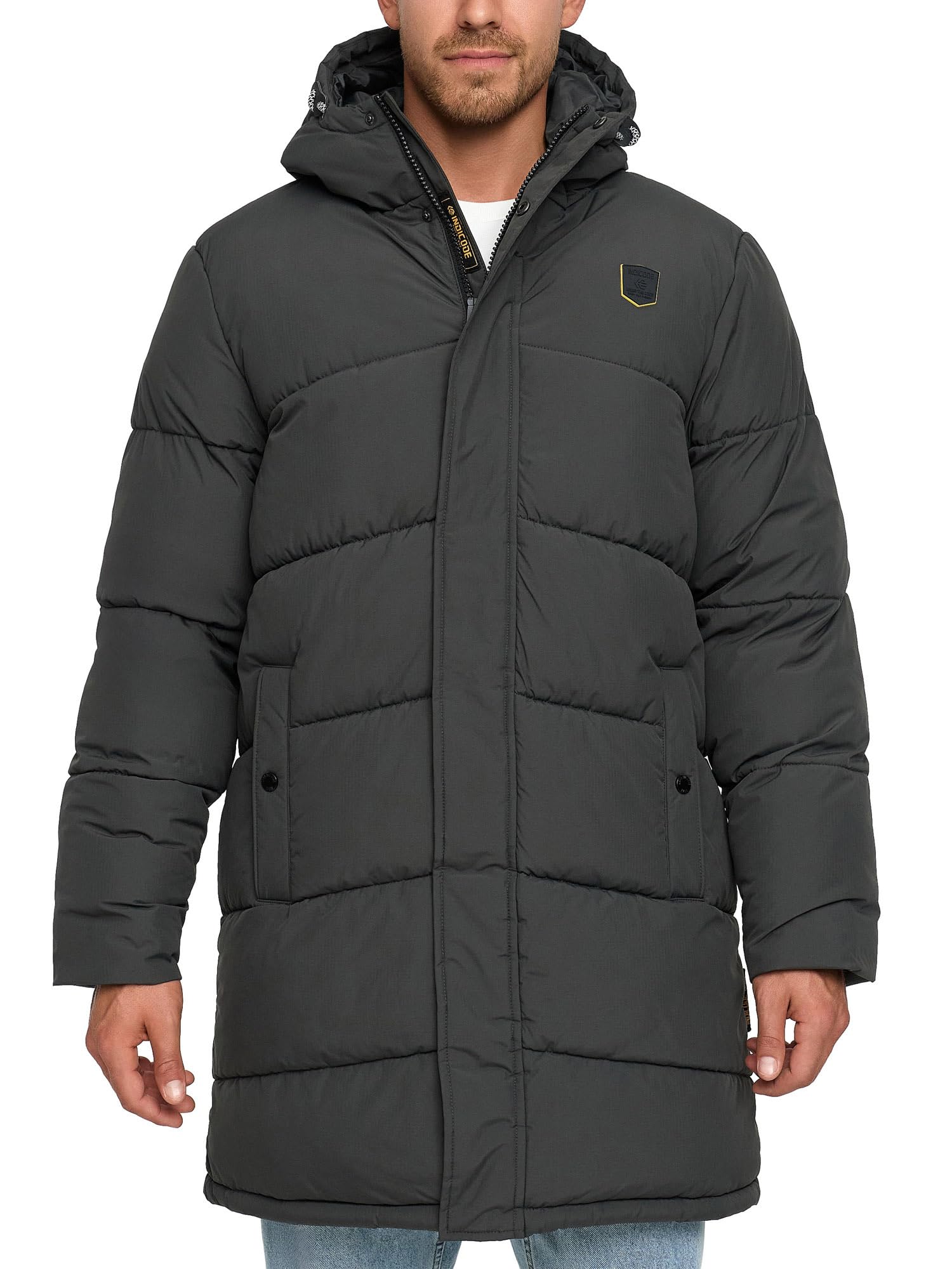 Indicode Chaqueta INPazze para hombre con capucha y forro polar | Abrigo de invierno para hombre Chaqueta acolchada para hombre, gris, XXL