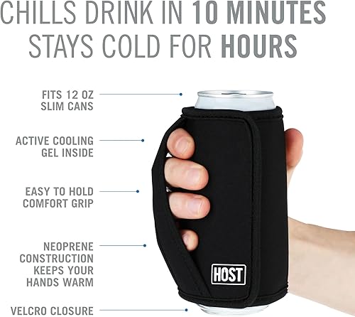 Miniatura 2 de HOST Insta-Chill Slim Cooler - Paquete de 1 gel congelable flexible y hielo para latas de 12 onzas, color negro