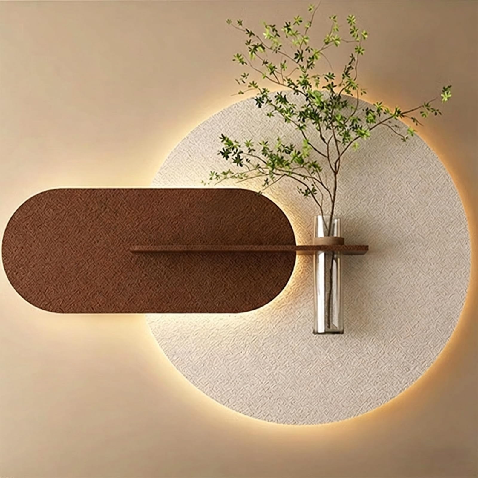 Décoration Murale 3D LED avec Vase pour Plantes, Sculpture en Grès