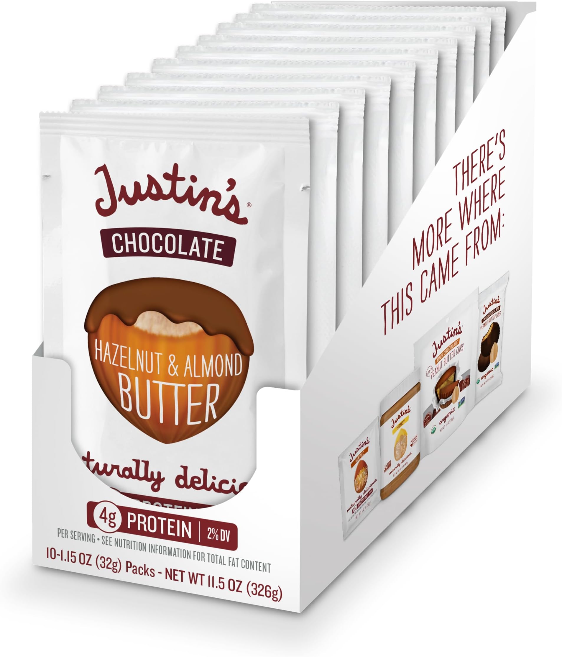 Justin'S Nut Butter - Hazelnut Squeeze Pack Chocolate 1.15 Oz.