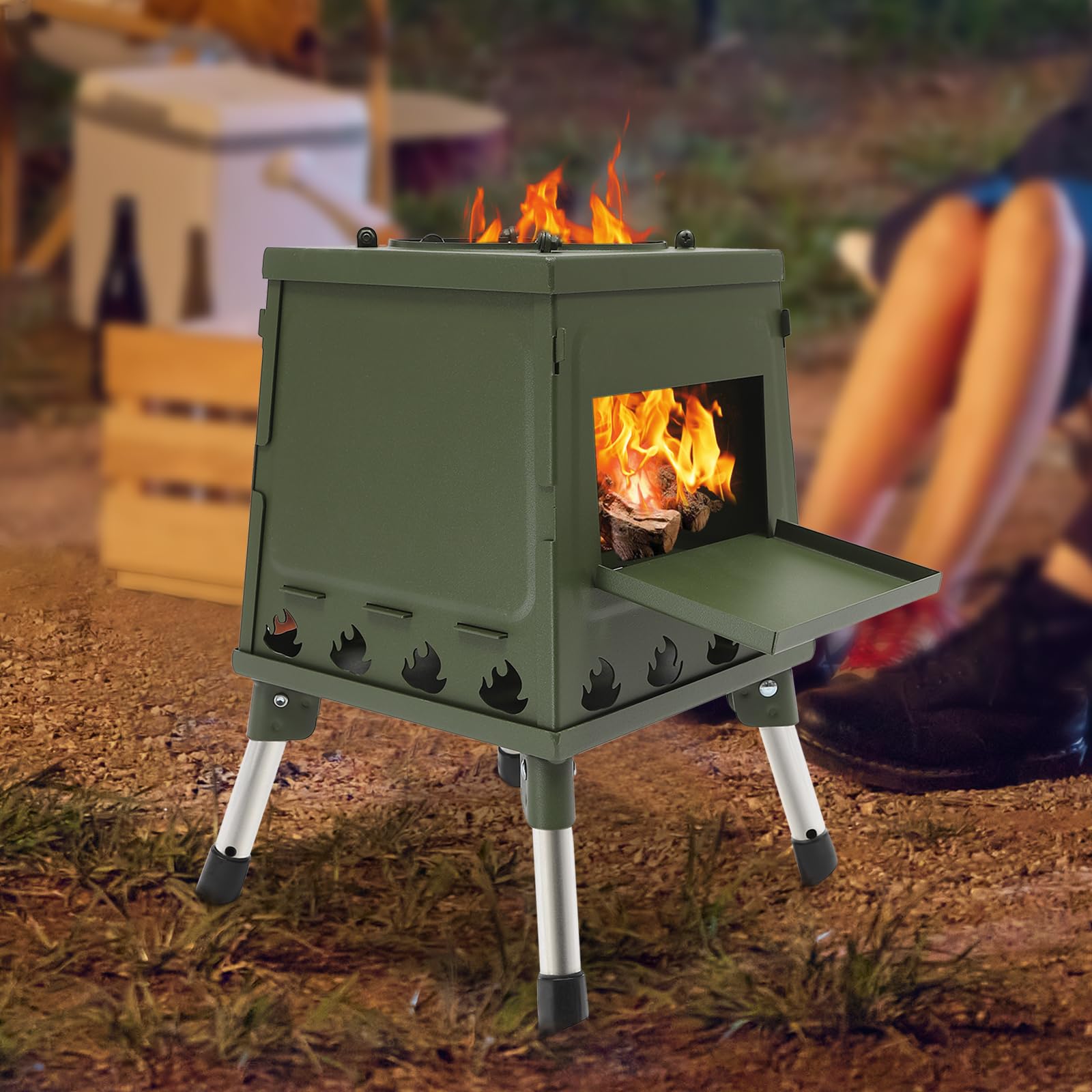 Poêle à bois portable pour camping | Four de tente pliable | Four à bois | Tente d'extérieur Chauffage de tente Camping Camping Réchaud pique-nique Hobo Réchaud pour randonnée Voyage