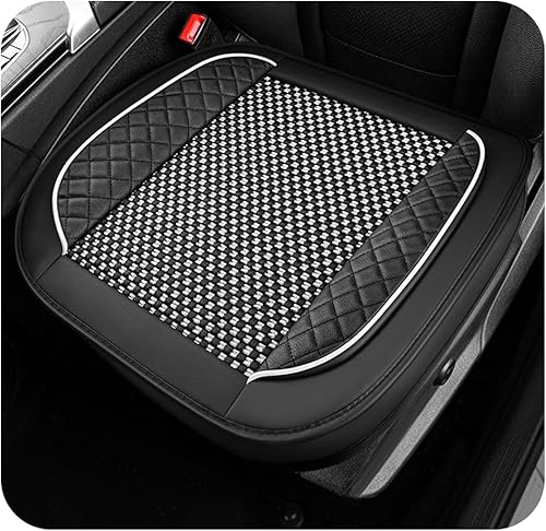 Funda de cuero para asiento de automóvil, funda de cojín de cuero para asiento delantero y inferior con bolsillo de almacenamiento, protector de