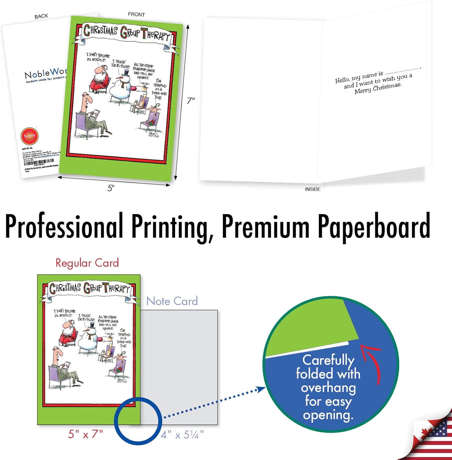 NobleWorks - 36 Funny Christmas Greeting Cards Bulk Boxed Set with Envelopes (1 Designs, 36 Each) Merry Christmas Holiday Humor Card Pack for Men and Women - Group Therapy B5799-36