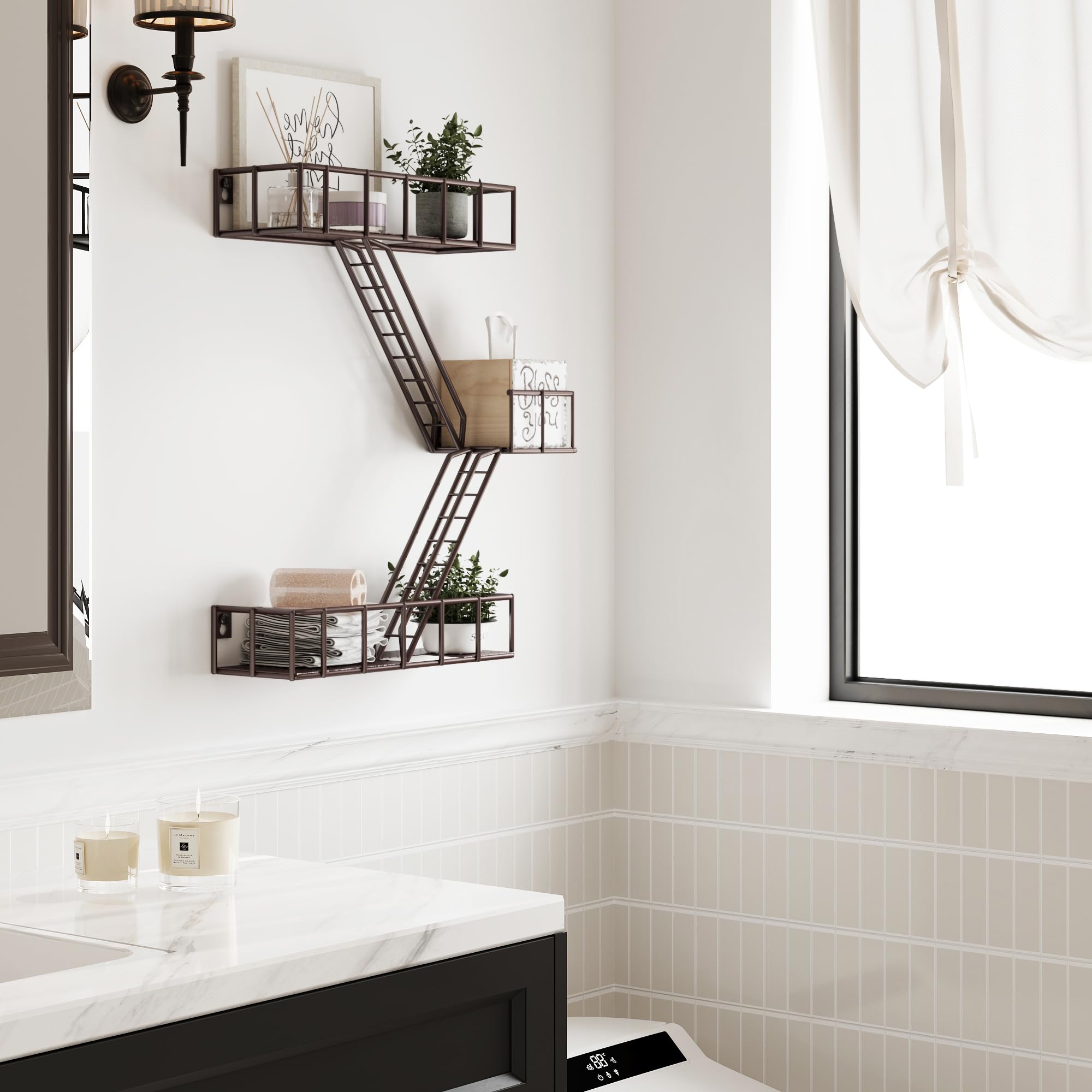 Amazon.com: Fire Escape Wall Shelf with Baskets, 3-Tier Metal Fire