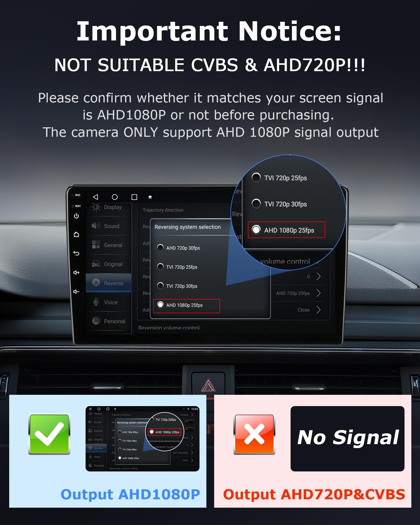 Echtes AHD 1080P Rückfahrkamera Verstellbar OEM-Halterung rückfahrkamera Auto Super Nachtsicht 170° Weitwinkel IP69 Wasserdicht Rückfahrkameras für Wohnmobil SUV Pkw