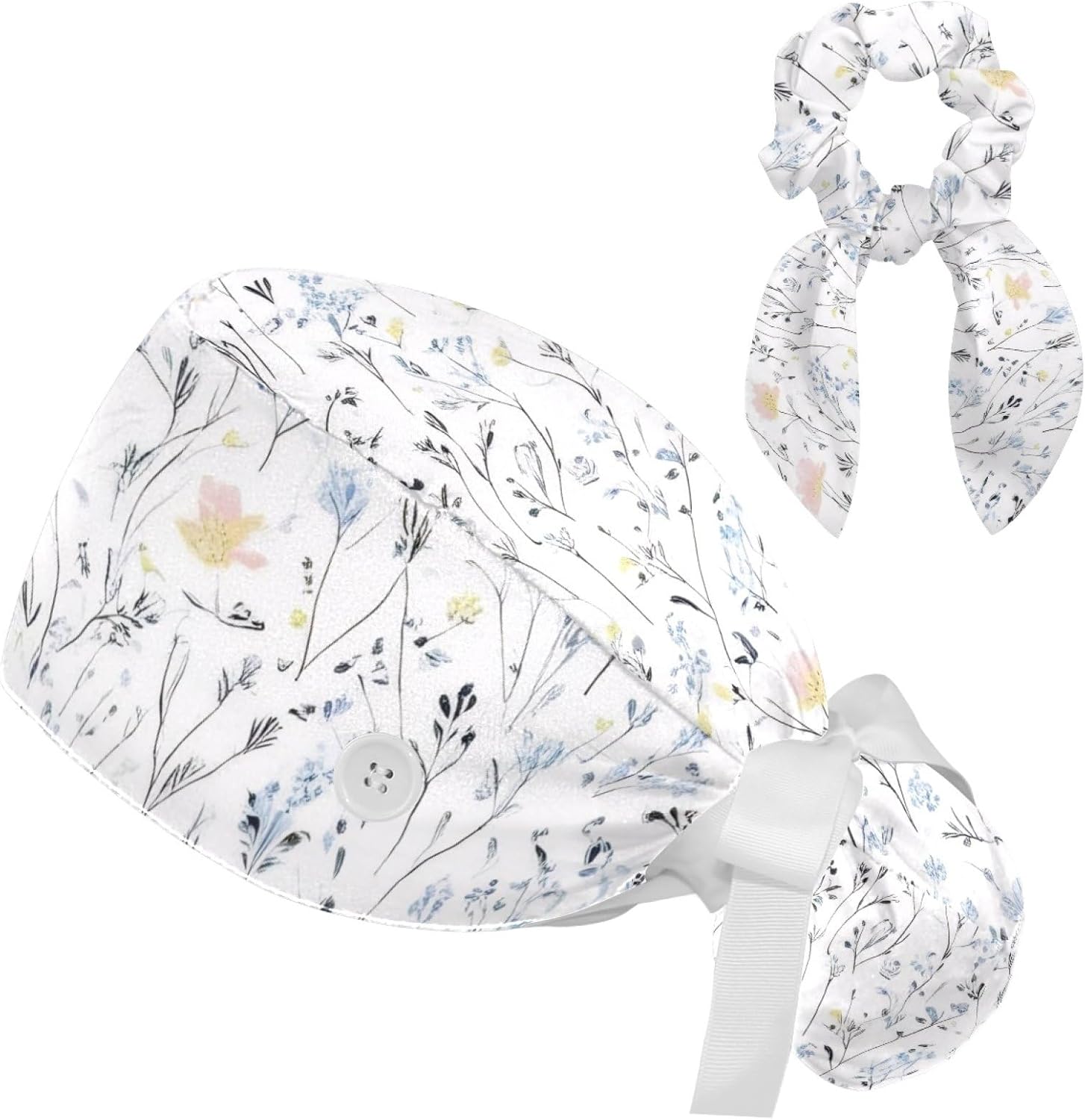 Scrub Cap with Hair Scrunchy, Ponytail Holder Surgical Cap