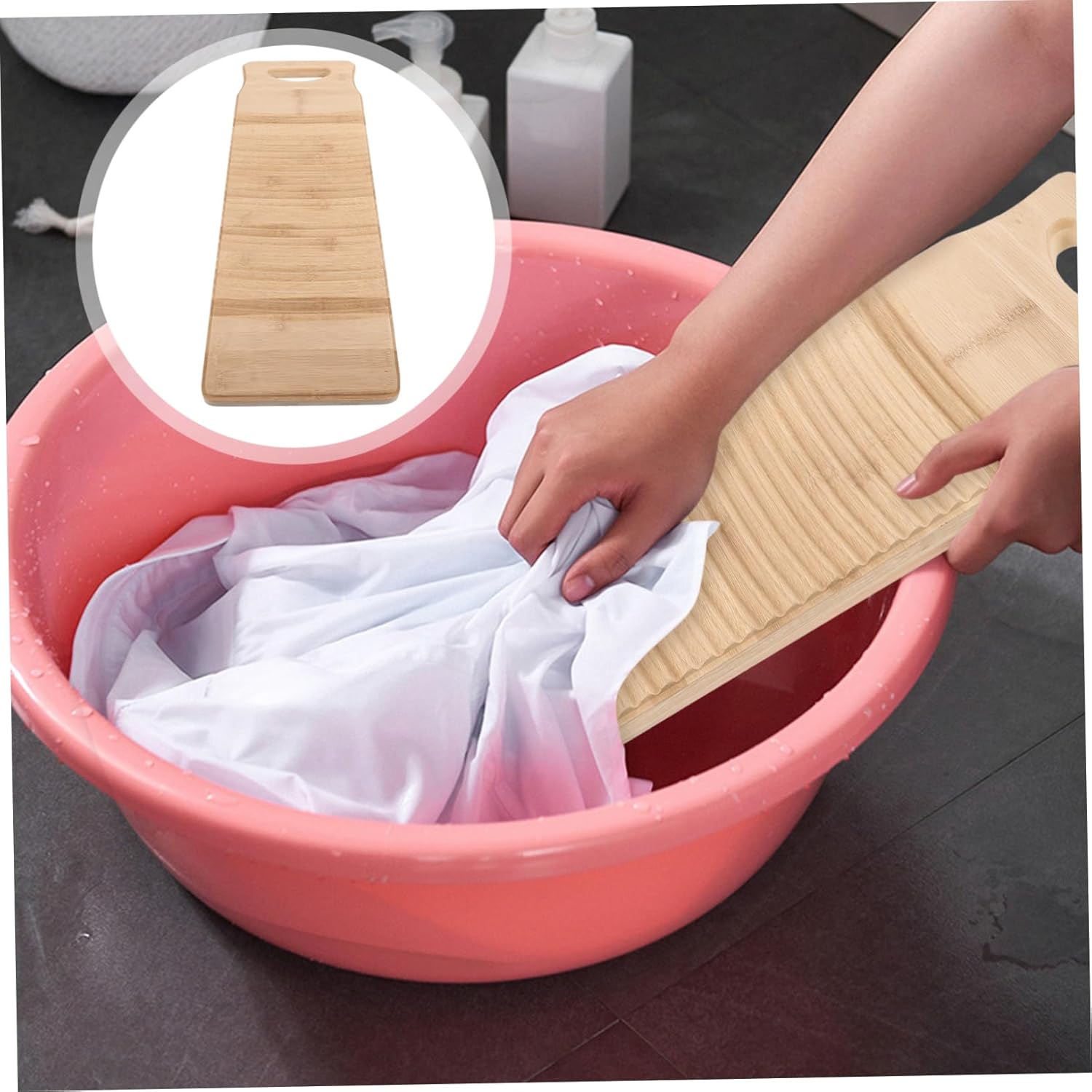 Cabilock Washboard Design Thickened Laundry Scrubbing Board for Cleaning Natural Material for Home Use