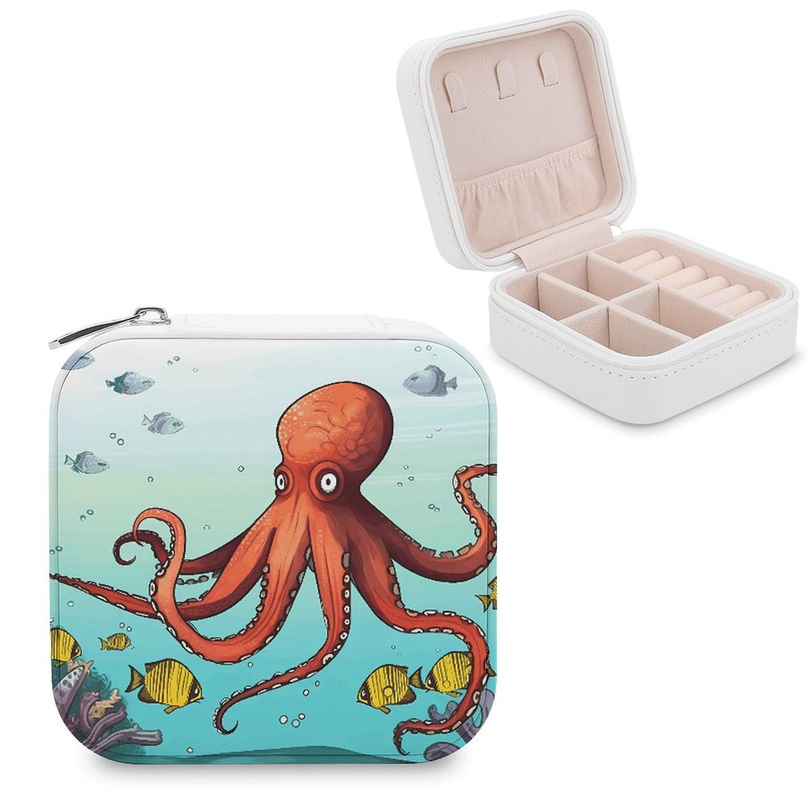 VstaDank Giant Octopus Jewelry Box Exquisite Leather Jewelry Organizer Portable Trinket Organizer Fashion Travel Jewelry Case for Rings Earrings Necklaces Unique Gifts for Women
