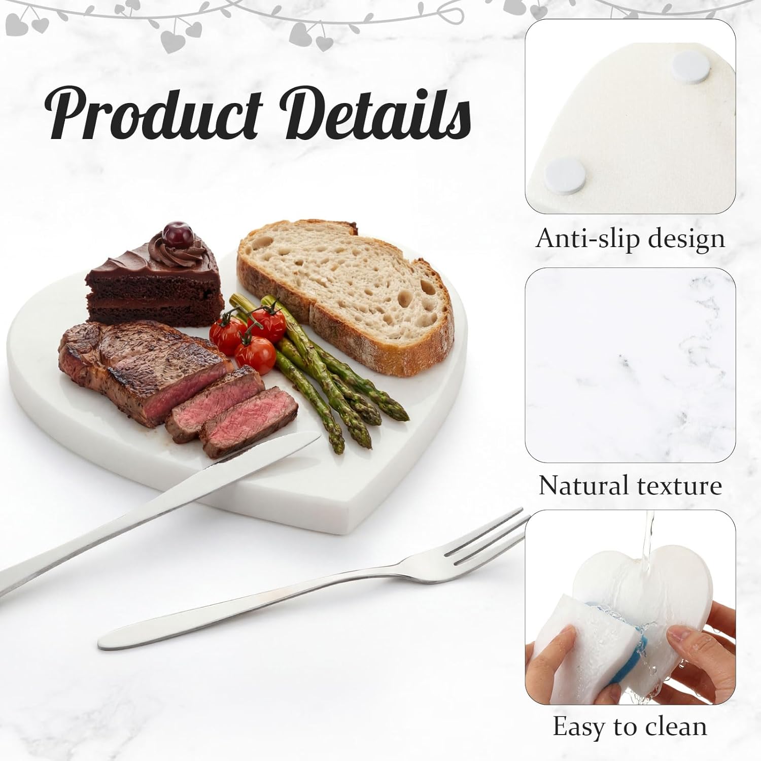 12 Set Bridal Shower Gift Party Favors Marble Heart Shaped Charcuterie Cutting Board with Cheese Knives Fork Set Cards Jute Rope PVC Bags for Guest Wedding Birthday Valentine Baby Prize