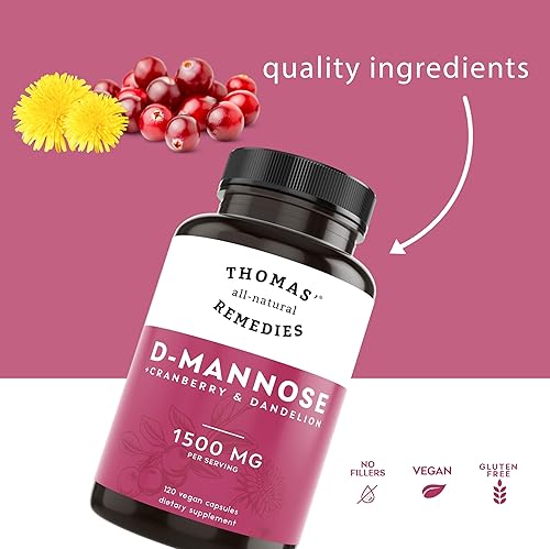 Miniatura 4 de Thomas' all-natural Remedies D-manosa 1200mg - con arándano y diente de león - Apoyo natural para la salud del tracto urinario y las infecciones