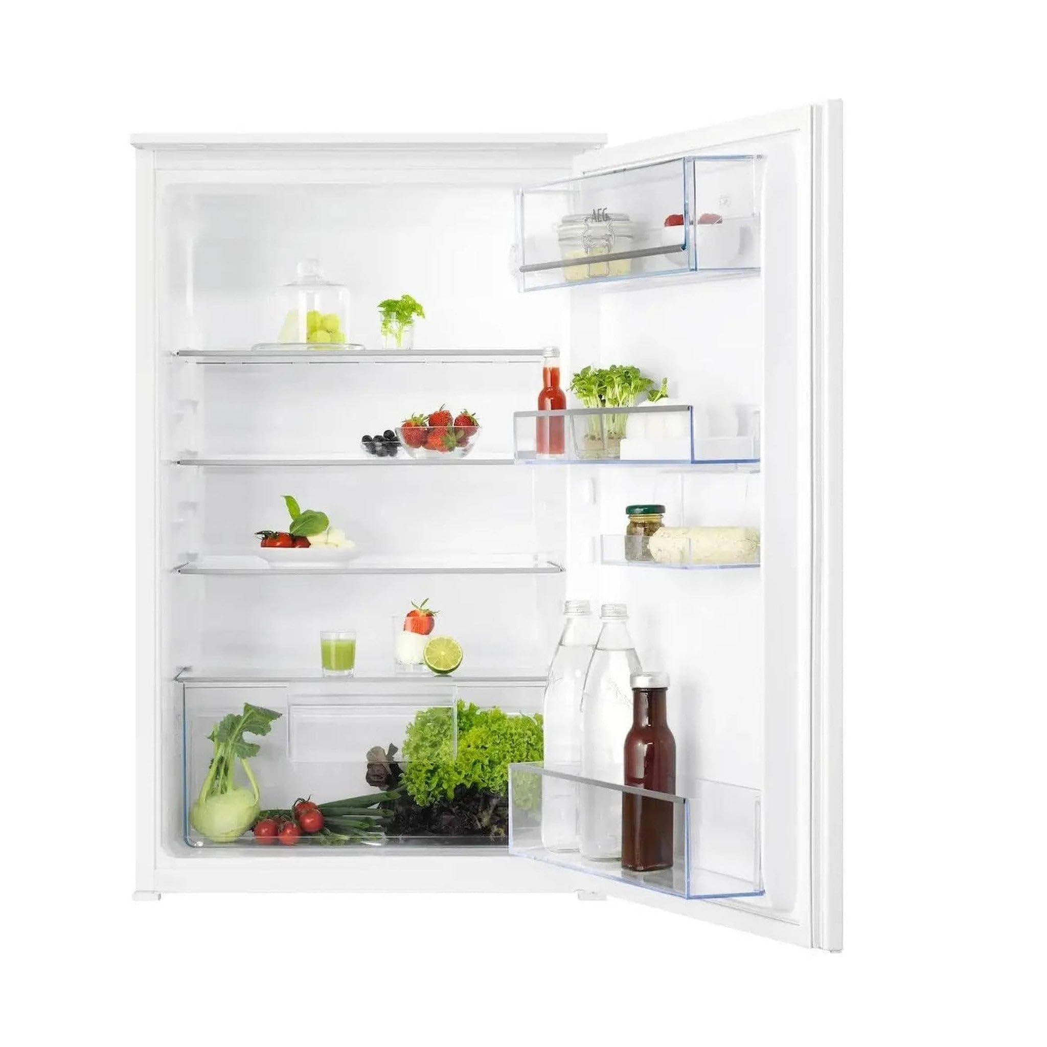AEG Frigorifero da incasso 88 cm senza congelatore, serie 5000 OptiSpace: 3 ripiani in vetro regolabili, ampio vano frigorifero (142L), illuminazione LED, controllo meccanico, tecnologia porta a