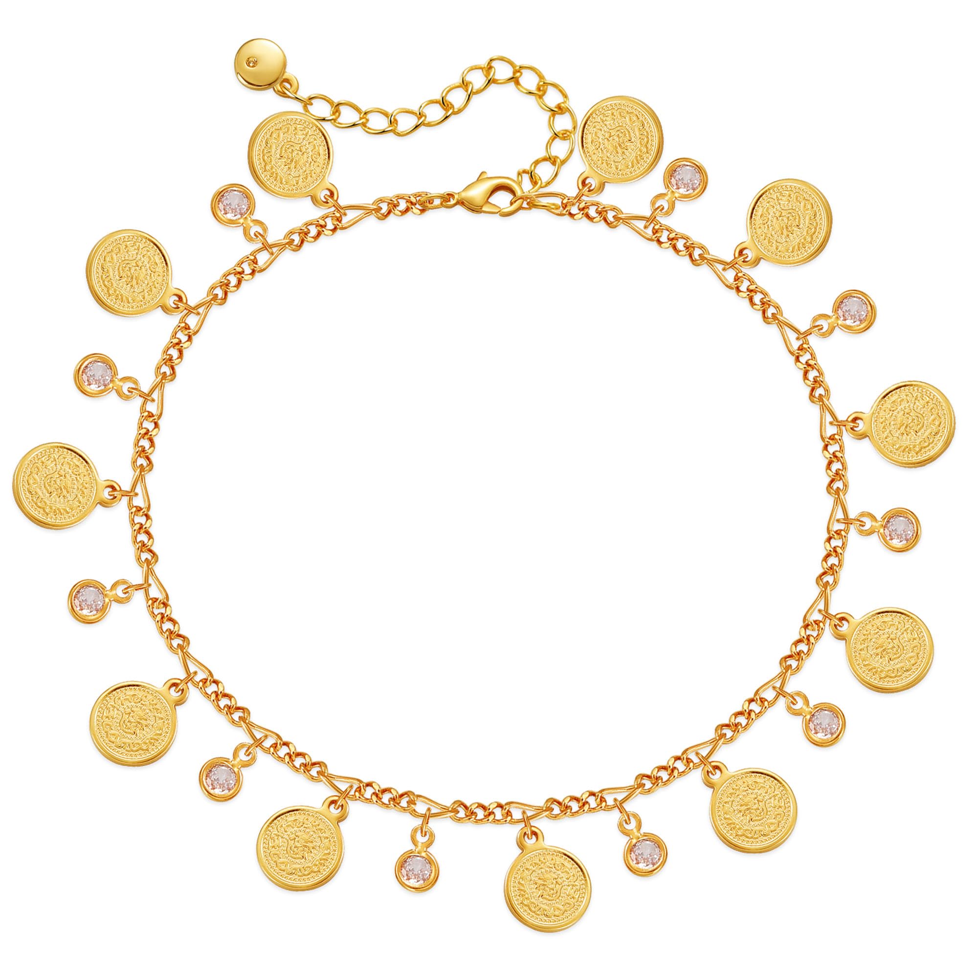 Yumikoo 18k Gold Plated Anklet, Women Adjustable Gold Tone Ankle Bracelet