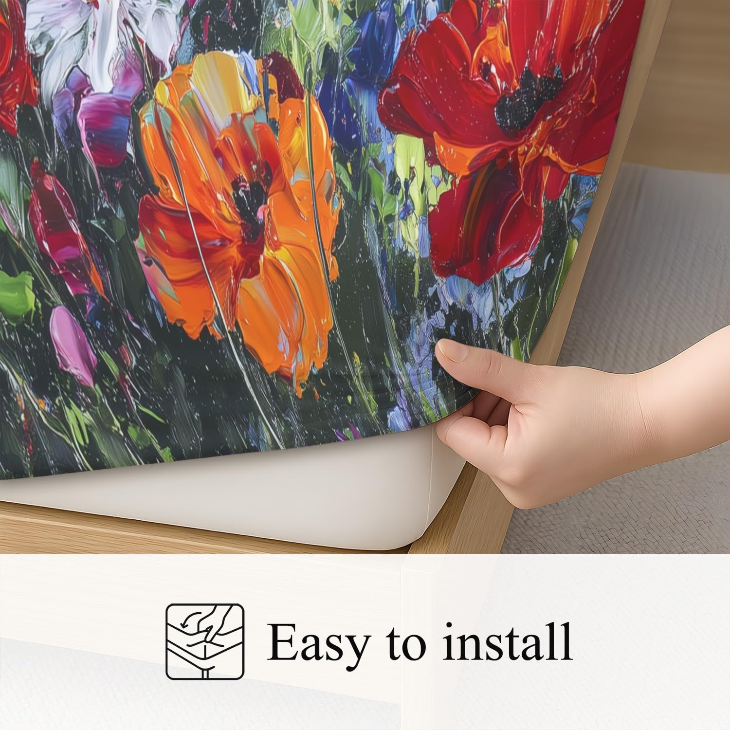 Elegant Blumen Spannbetttuch Natürlich Blume Spannbettlaken 140 x 200 x 30 cm 3teilig Mikrofaser Bettwäsche Set mit 2 Kissenbezüge 80 x 80 cm Kein Flachbettlaken