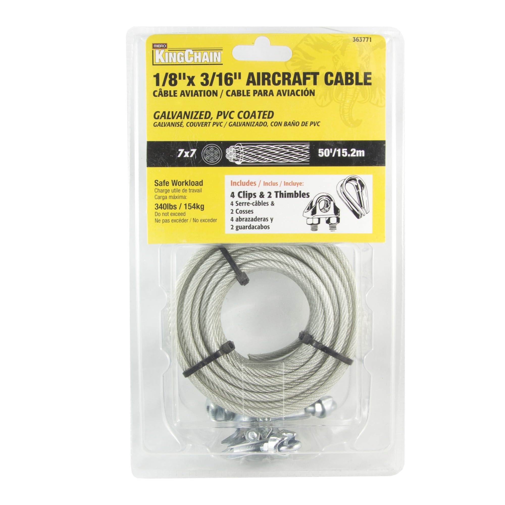 1/8" x 50' 7 x 7 Strands Coated Aircraft Cable