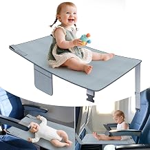 Airplane Seat Extender for Kids 2-5 - Portable Plane Foot Rest with Double Pockets, Lightweight Travel Leg Support Max 55 lbs Grey