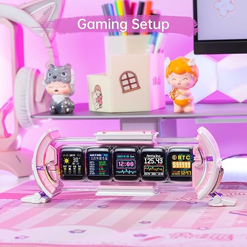 Miniatura 2 de Divoom Times Gate Rosa y Tiivoo-2 Crema, Cyberpunk - Reloj digital con control inteligente de aplicación y mini TV altavoz Bluetooth retro, bonita