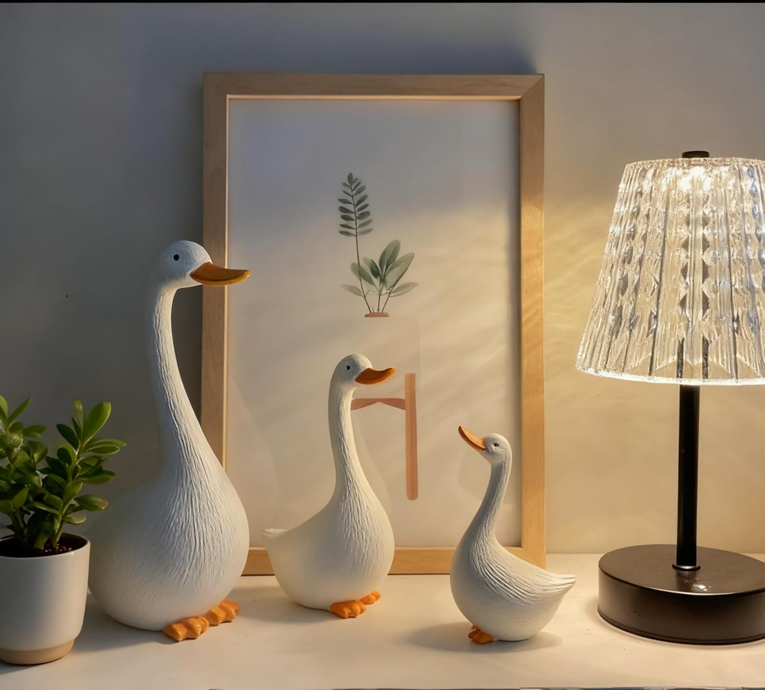 Duck Figurines Set of 3 - Porch Goose Statue for Front Yard Decor, Outdoor Lawn Garden Ducks and Goose Decorations, Perfect Yard Goose Decor and Duck Decoy for Garden Animals Theme