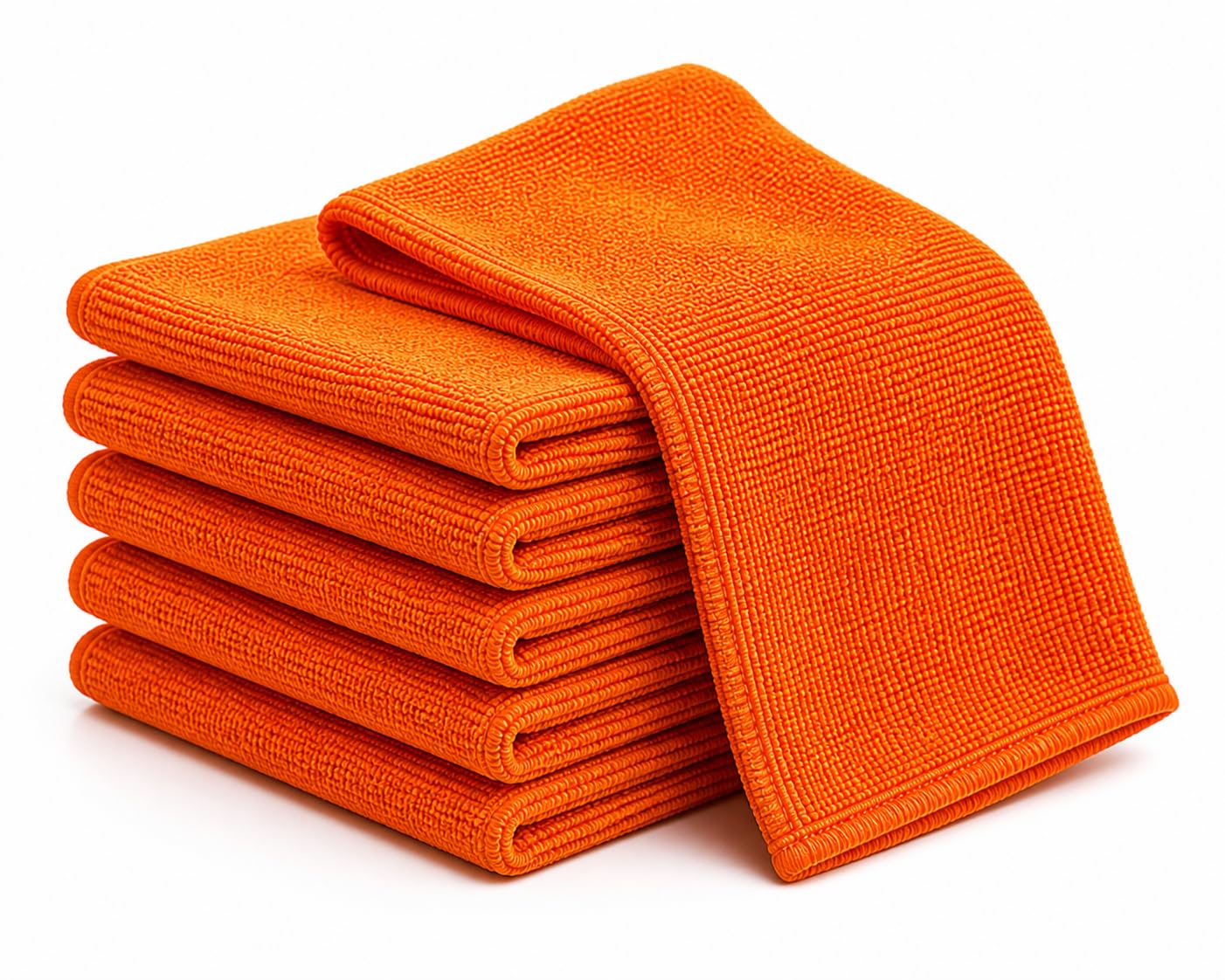 Microfiber Cleaning Cloths 40 x 40 cm – Ultra Soft, Absorbent, Lint-Free & Reusable Cleaning Towels for Kitchen, Car, Glass & Home | 5 pack | orange |