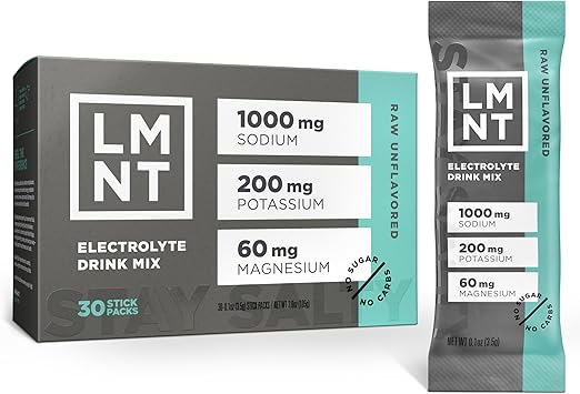 LMNT Keto Electrolyte Powder Packets | Paleo Hydration Powder | No Sugar, No Artificial Ingredients | Raw Unflavored | 30 Stick Packs