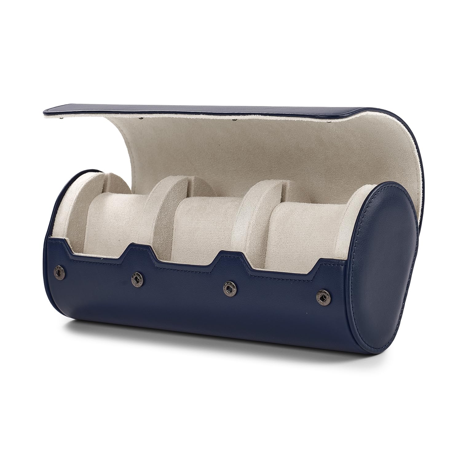Oirlv 3 Ranuras Pelle PU Watch Roll,Relojero de Viaje,Caja Relojes,Watch Case Para Navidad, Aniversario(Azul Oscuro)